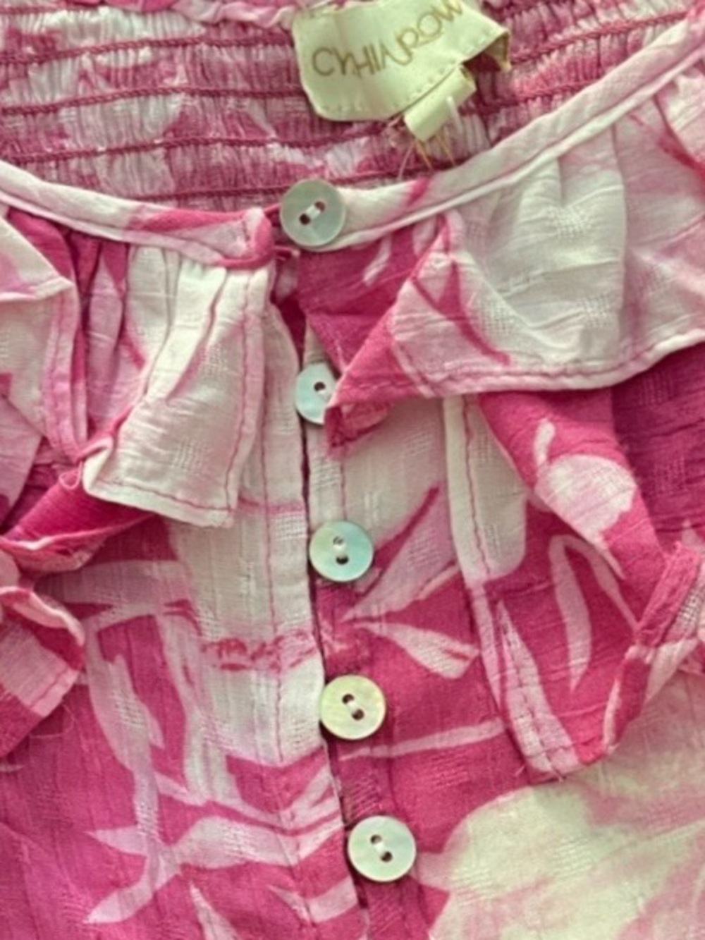 Cynthia Rowley Pink Floral Off Shoulder Ruffle Crop Top Boho Cottagecore M NWT - Picture 7 of 7